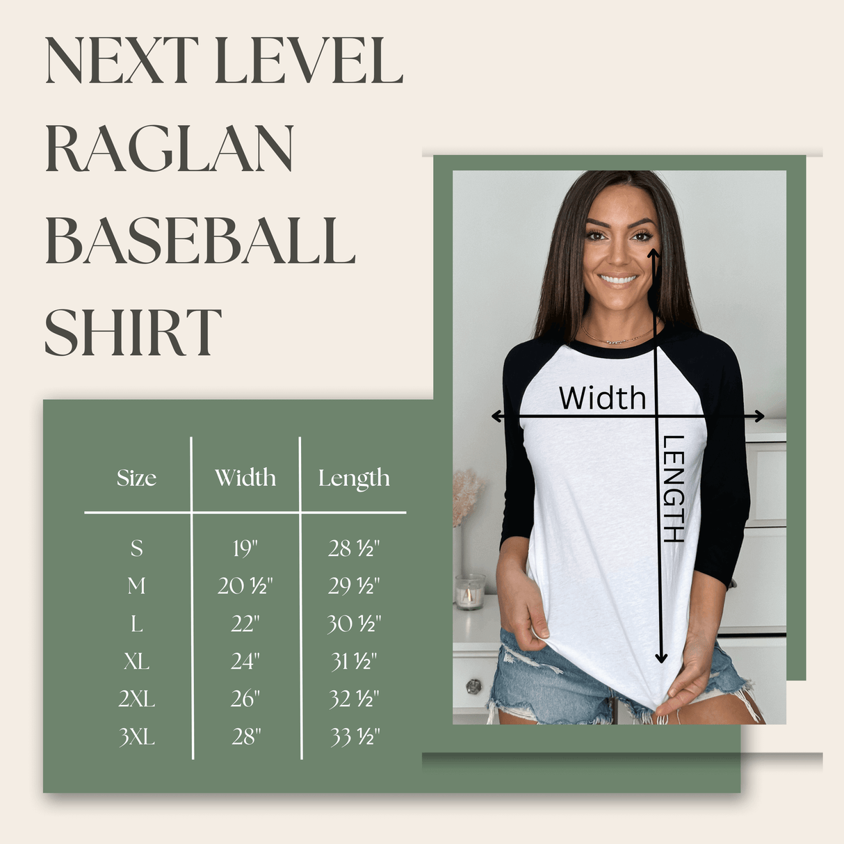 next level raglan baseball shirt size chart
