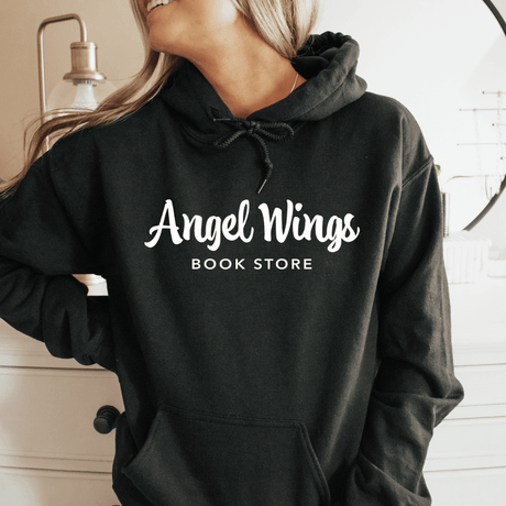 Angel Wings Bookstore Horizontal Hoodie Hoodie Color: Black $34.99 Winks Design Studio,LLC