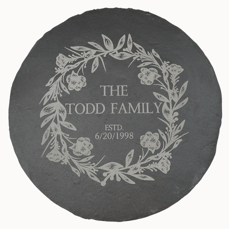 Personalized Slate Cake Stand with Rose Gold Riser - Custom Engraved