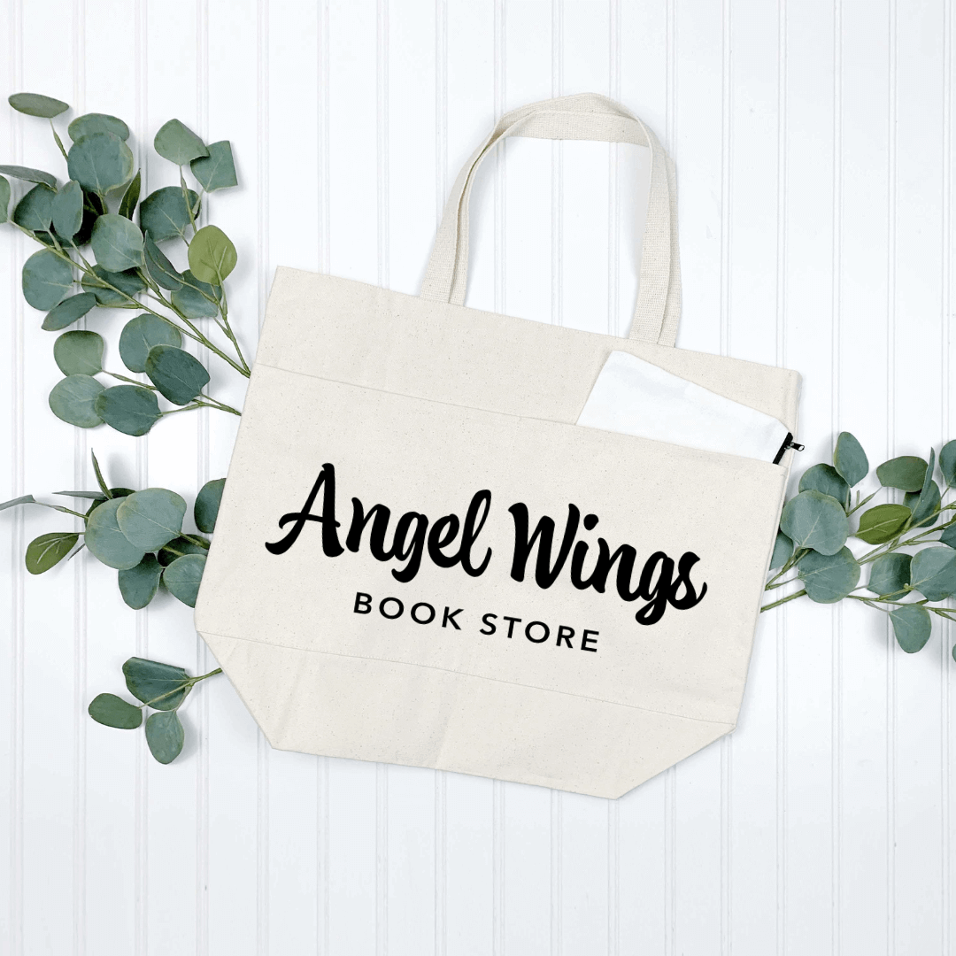 Angel Wings Bookstore Tote with Pockets Tote bag Color: Natural $16.99 Winks Design Studio,LLC