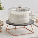 Personalized Slate Cake Stand with Rose Gold Riser - Custom Engraved