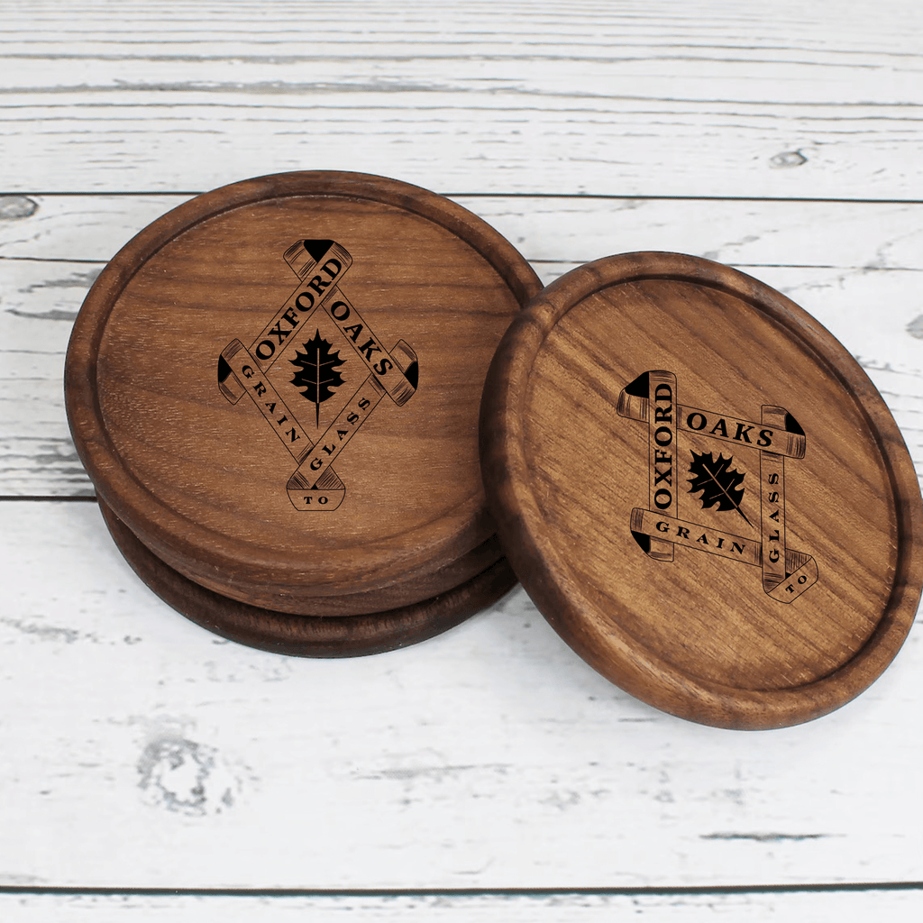 Oxford Oaks Distillery Wooden Engraved Coasters Coasters $16.99 Winks Design Studio,LLC