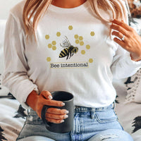 Womens Graphic Tee- Bee Intentional - Winks Design Studio,LLC