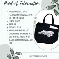 Treble Clef Cotton Canvas Tote Bag with Pockets - Winks Design Studio,LLC
