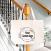 Custom Logo Reusable Canvas Tote Bag With Pockets - Winks Design Studio,LLC