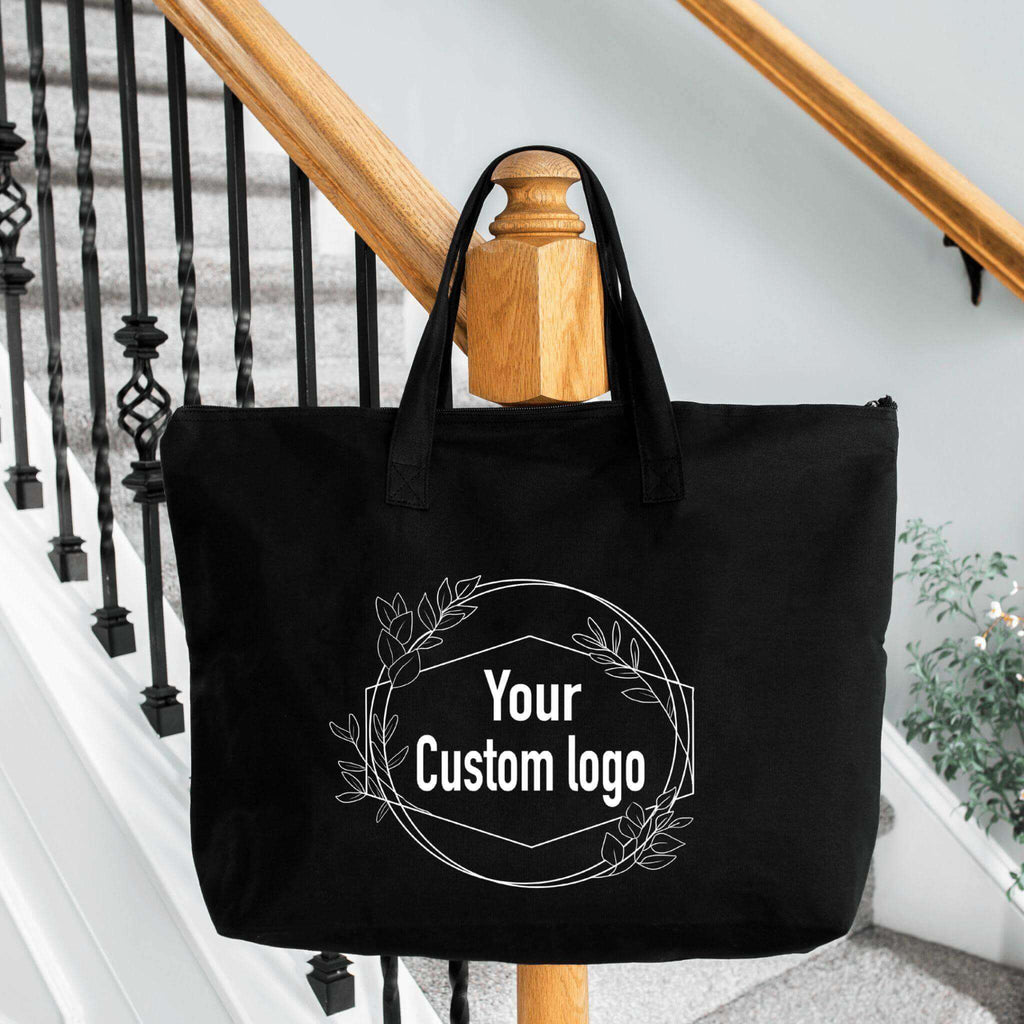 Wholesale Custom Logo Canvas Tote Bag With Pockets (Minimum Order 15 Pieces) - Winks Design Studio,LLC