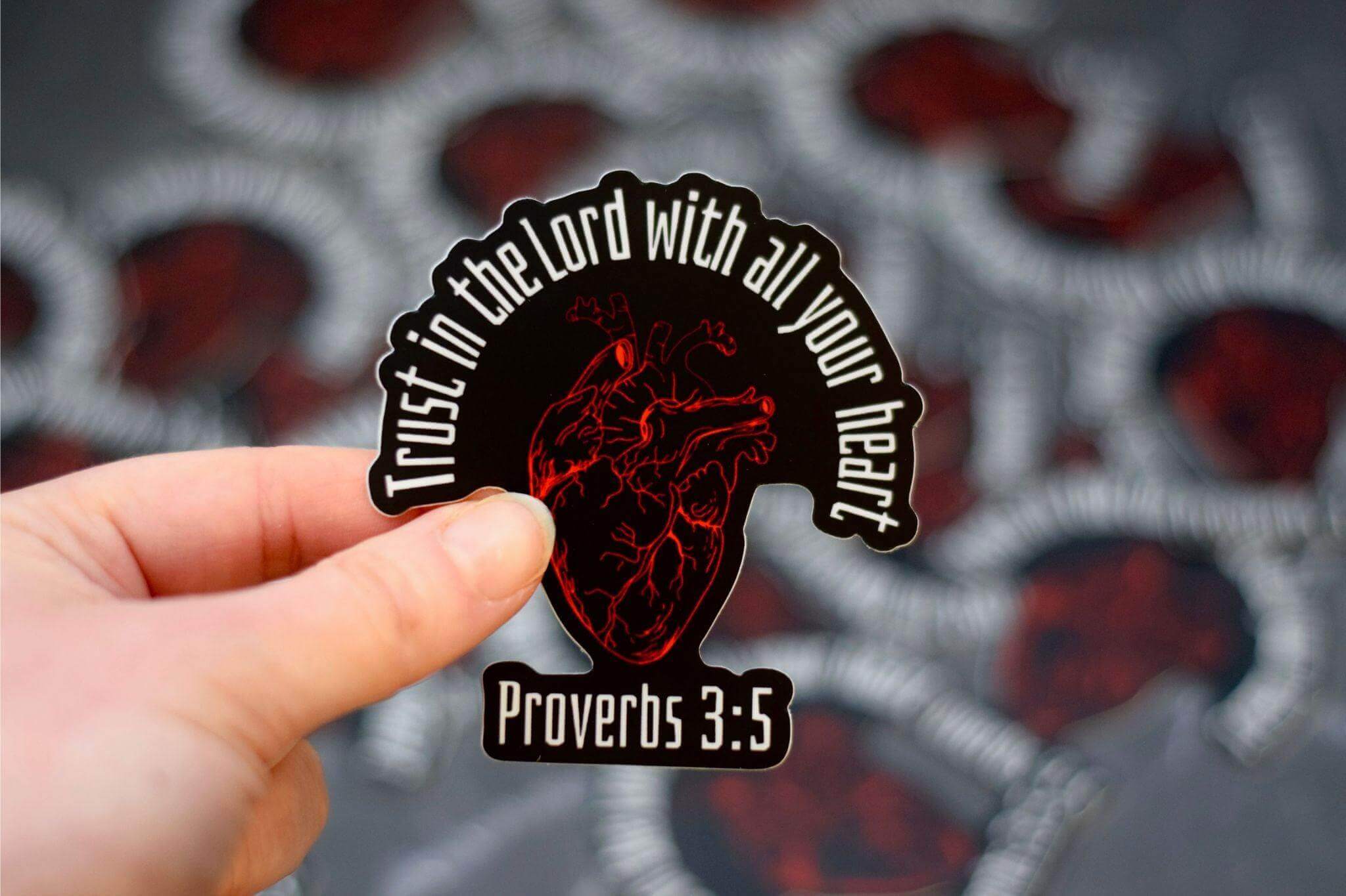 Proverbs 3:5 Vinyl Sticker - Anatomical Heart Design - Winks Design Studio,LLC