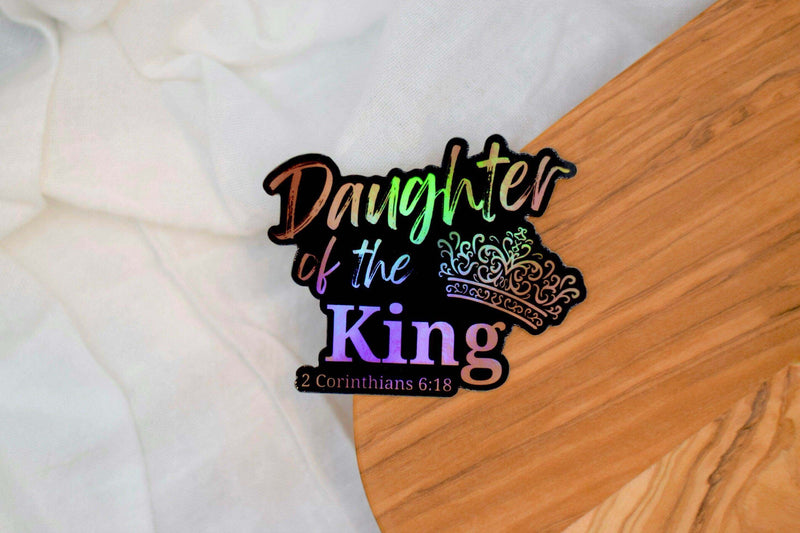 Daughter of The King Bible Journal Sticker - Faith Decal For Laptop or Water Bottle, 2”x1.25” - Winks Design Studio,LLC