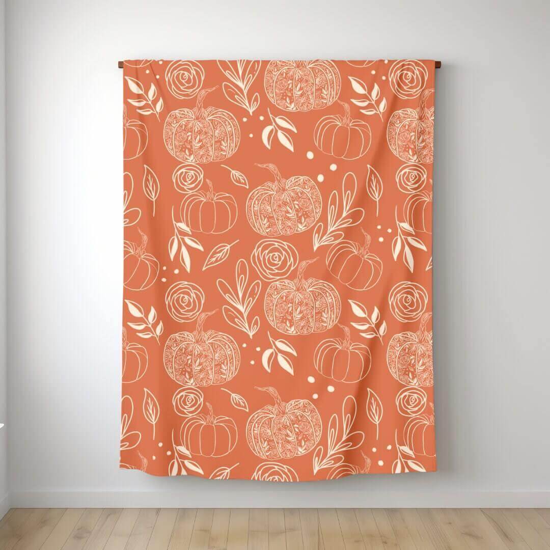 Flower Pumpkin Fleece Blanket 70”x54” - Winks Design Studio,LLC