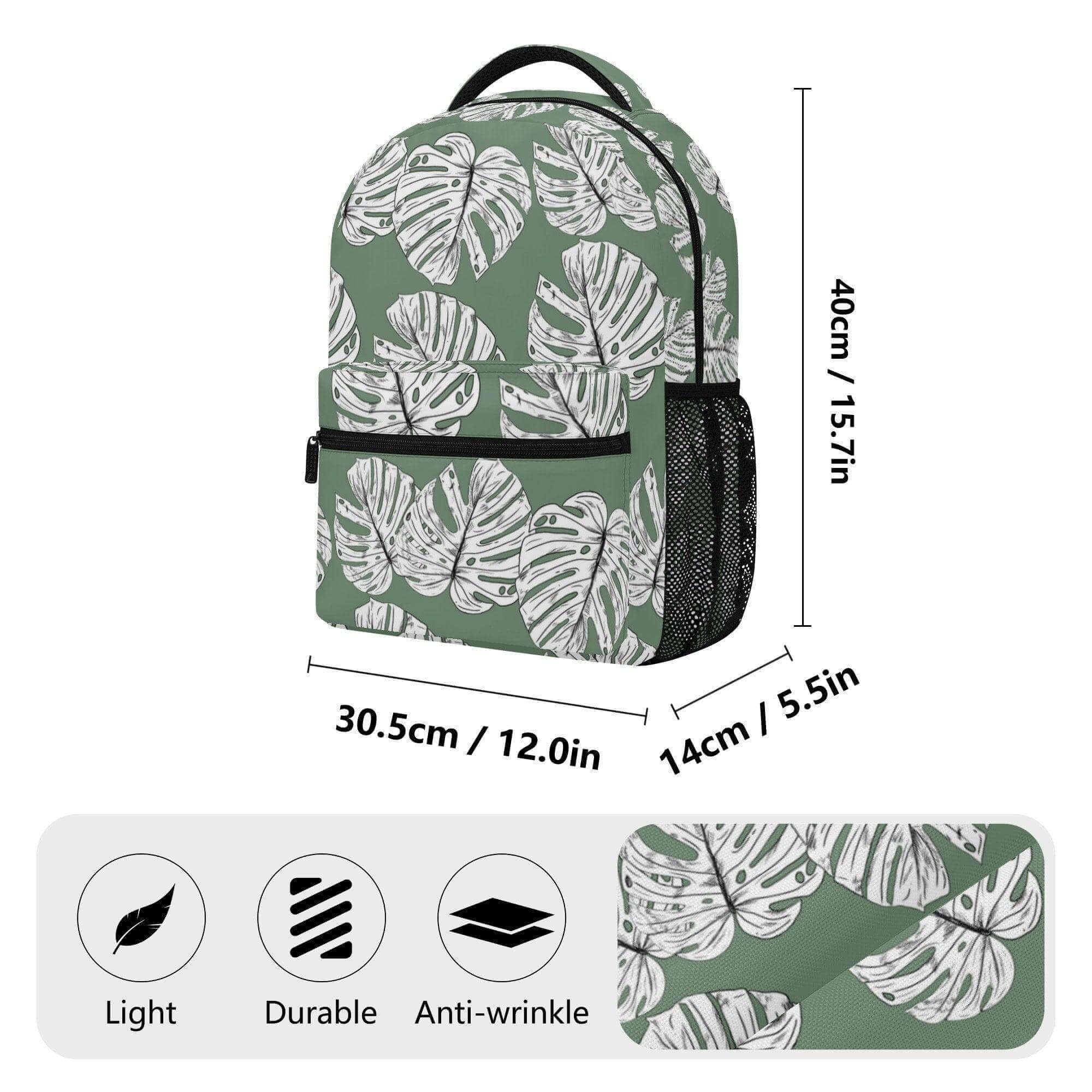Green Monstera Leaves Casual Style iPad Backpack - Winks Design Studio,LLC