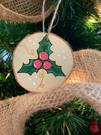 Christmas Ornament, Holly Leaves and Berries - Winks Design Studio,LLC