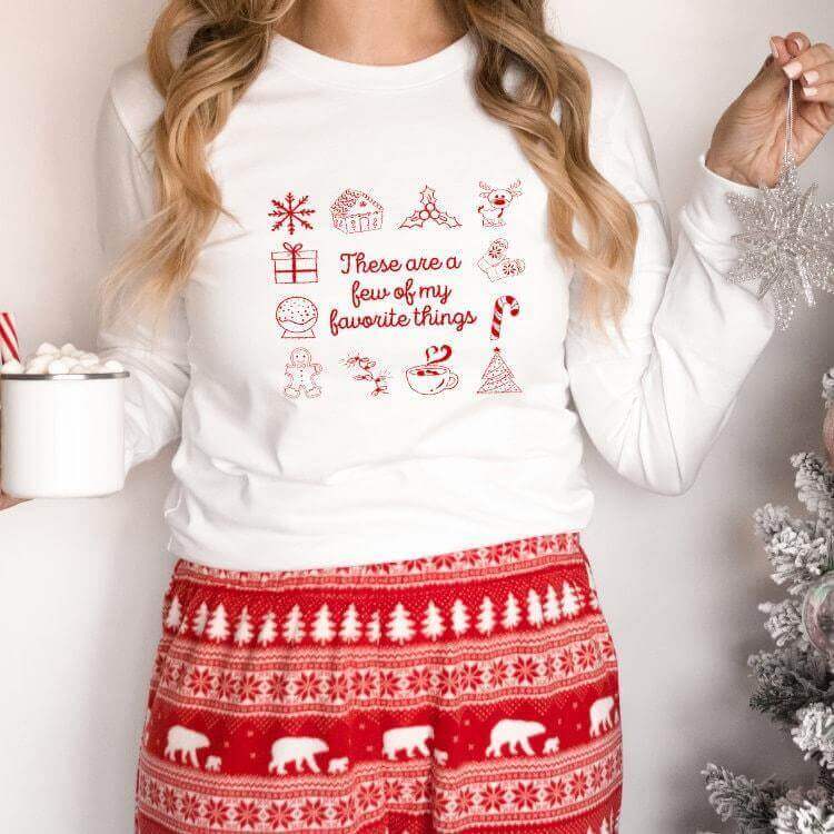 These are a Few of my Favorite Things Christmas Shirt, Family Christmas Pajamas, snowflake shirt, Christmas Quote Shirt - Winks Design Studio,LLC