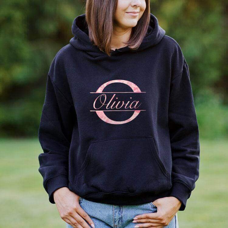 Monogram Pullover Hoodie, Custom Monogram Name Sweatshirt, , Personalized Gift For Her - Winks Design Studio,LLC