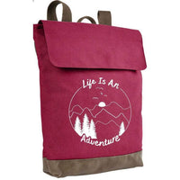 Life is An Adventure Large Canvas Top-loading  Laptop Backpack with smooth Leather Bottom, Fits 16” Laptop, Travel Bag - Winks Design Studio,LLC