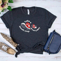 Take a Small Step Everyday Graphic Tee | Vintage Chuck Taylors | Red Converse High Tops | Funny Workout Shirt - Winks Design Studio,LLC