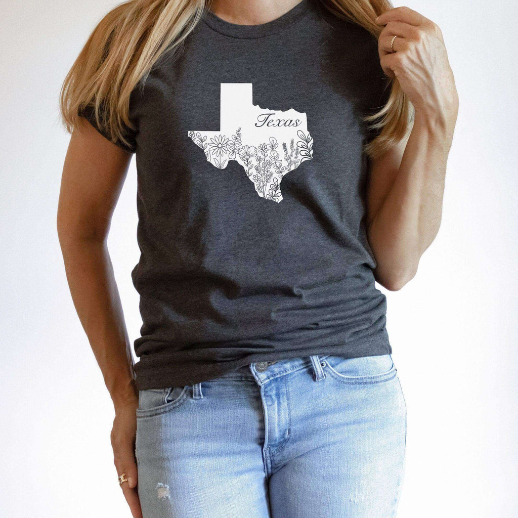 USA State Shirt With Flowers - Winks Design Studio,LLC