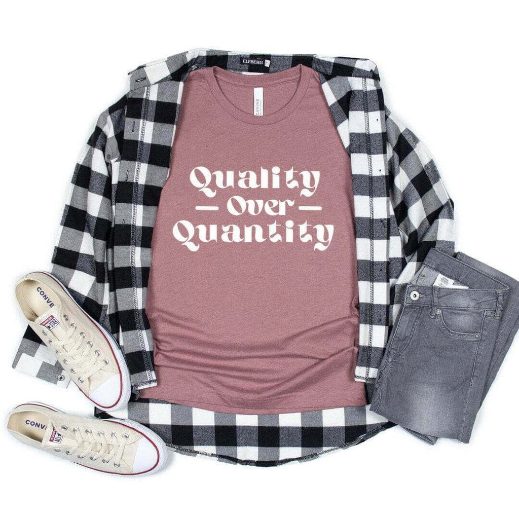 Motivational t-shirt, Quality Over Quantity Graphic Tee, Teacher Shirts, Artist Shirt, Workout Wear, Goals Shirt, Gym Shirt - Winks Design Studio,LLC