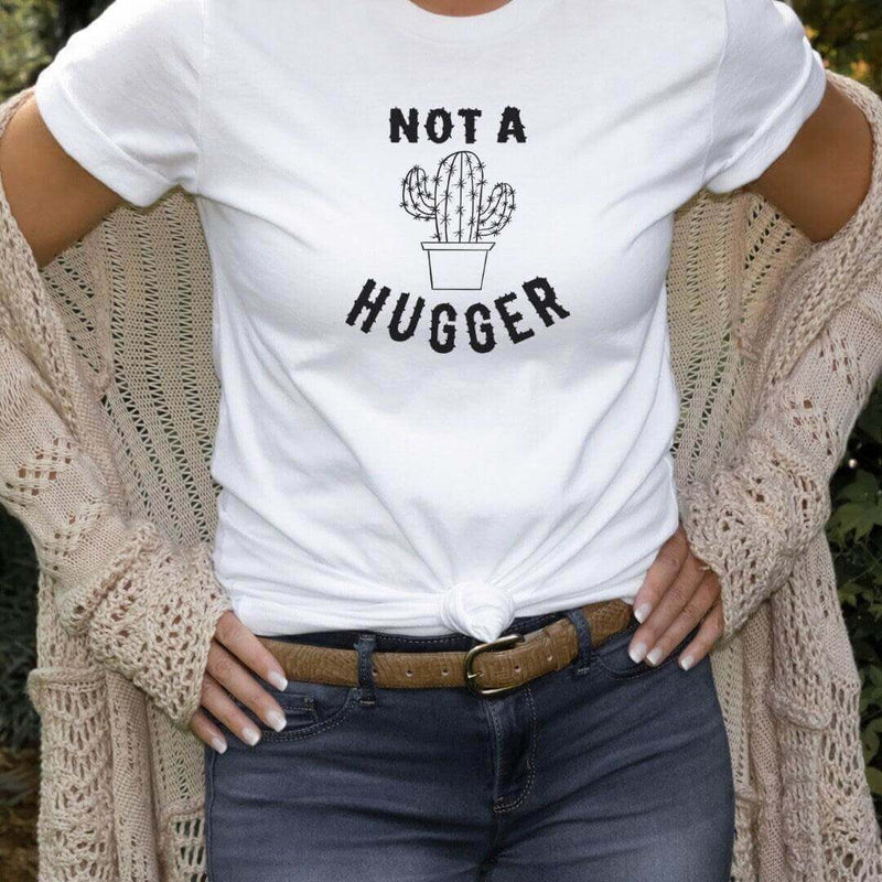 Not A Hugger Funny Cactus Shirt - Winks Design Studio,LLC