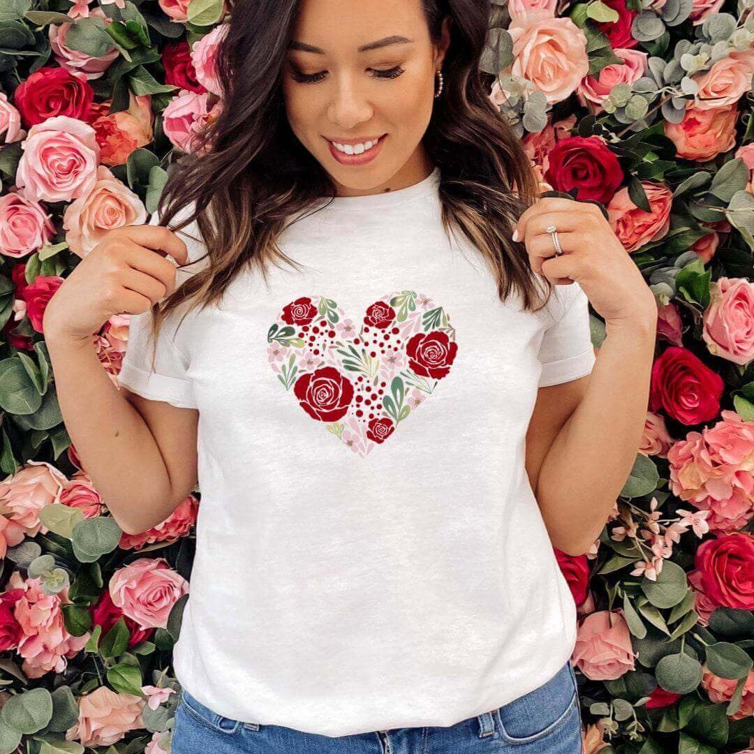 Flower Heart T-shirt - Winks Design Studio,LLC