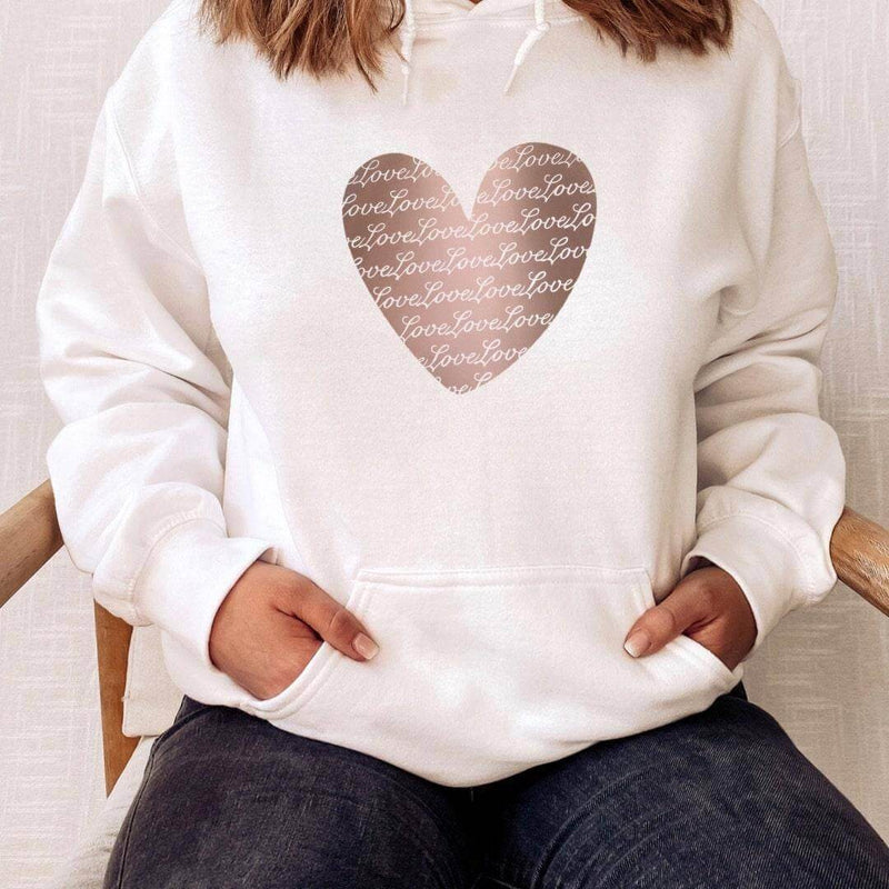 Love Shirt, Copper Heart with Repeating Word Pattern, Valentines Day Gift - Winks Design Studio,LLC