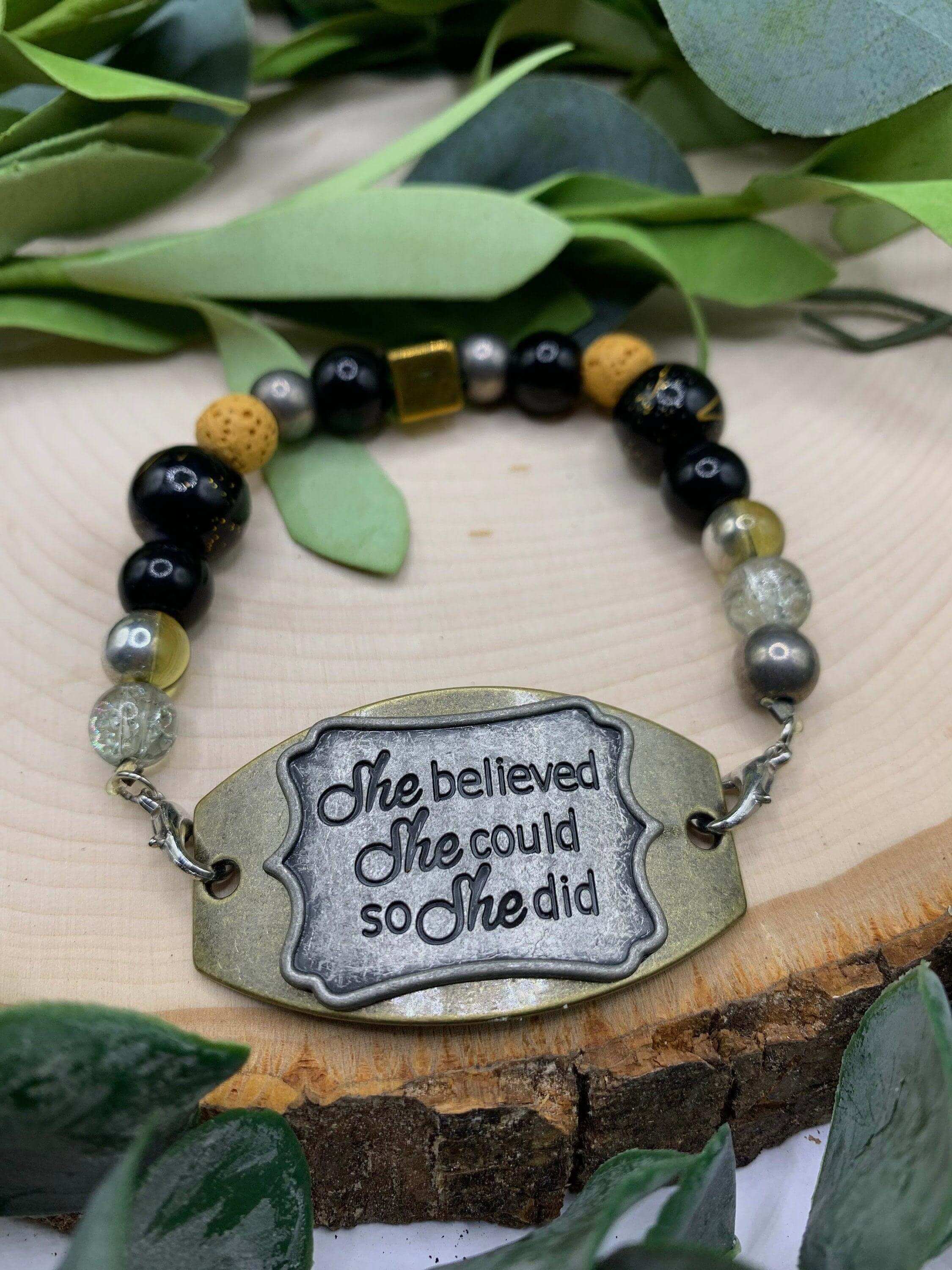 Handmade Beaded Bracelet- She Believed She Could… - Winks Design Studio,LLC