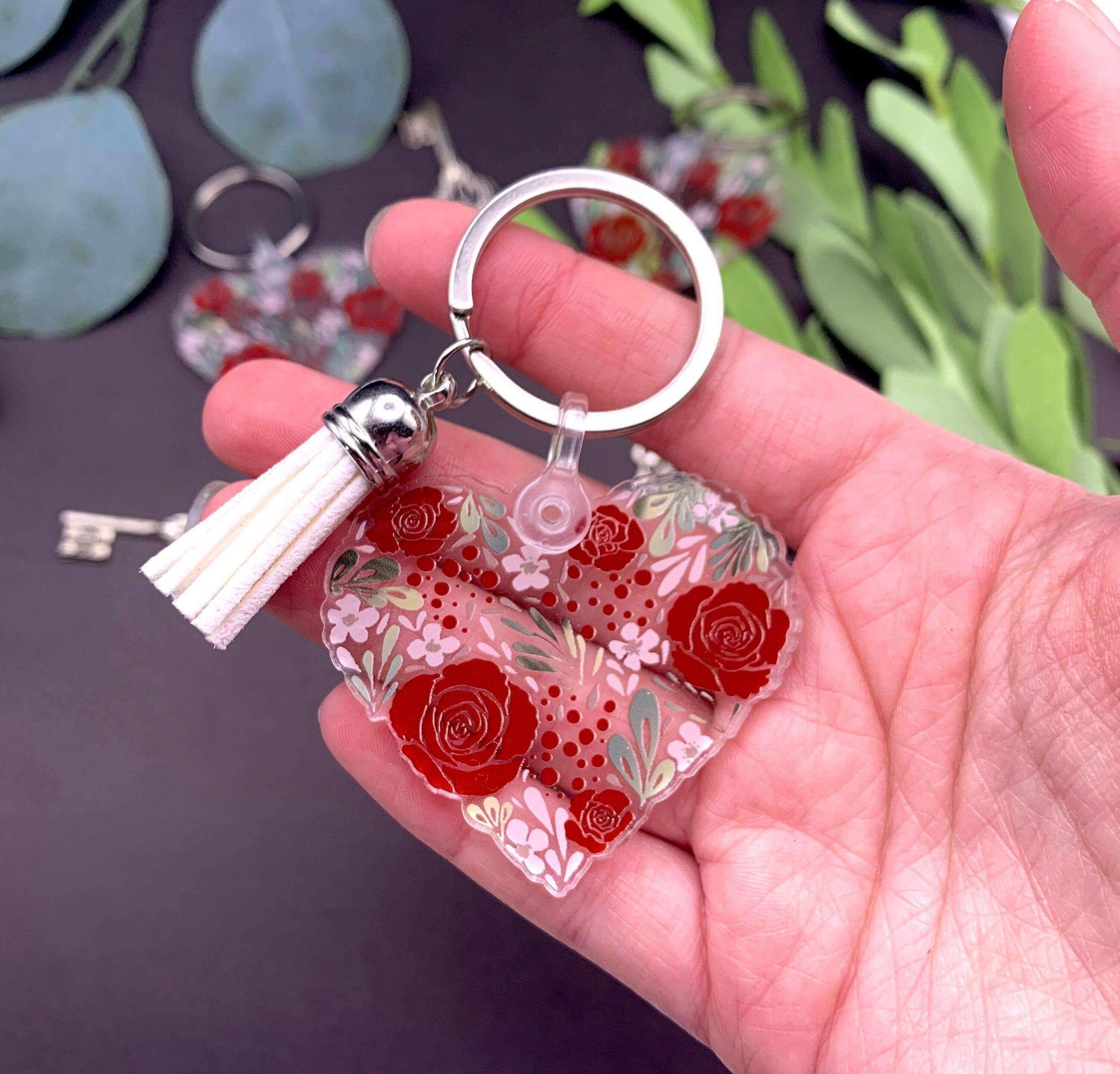 Vintage Flower Heart Keychain - Winks Design Studio,LLC