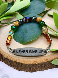 Handmade Beaded Bracelet- Never Give Up Bracelet - Winks Design Studio,LLC
