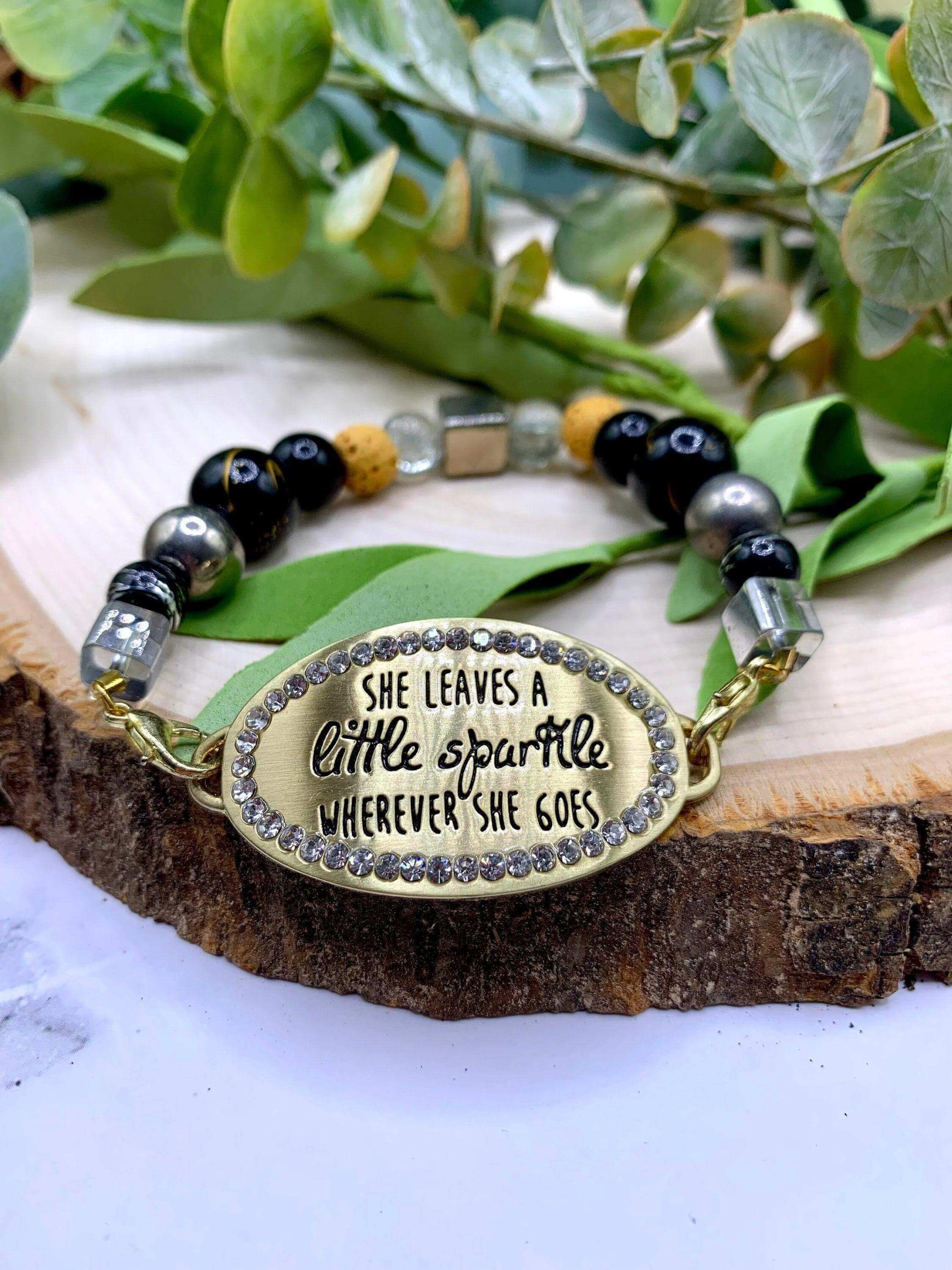 Handmade Beaded Bracelet- She Leaves a Little Sparkle Wherever She Goes - Winks Design Studio,LLC
