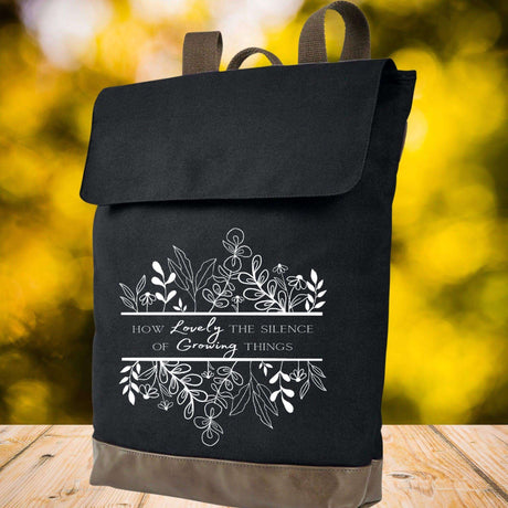How Lovely The Silence of Growing Things, Women’s Backpack. Botanical Print, Plant Drawings, Garden Quotes, Laptop Bag, Plant Lover Gift - Winks Design Studio,LLC