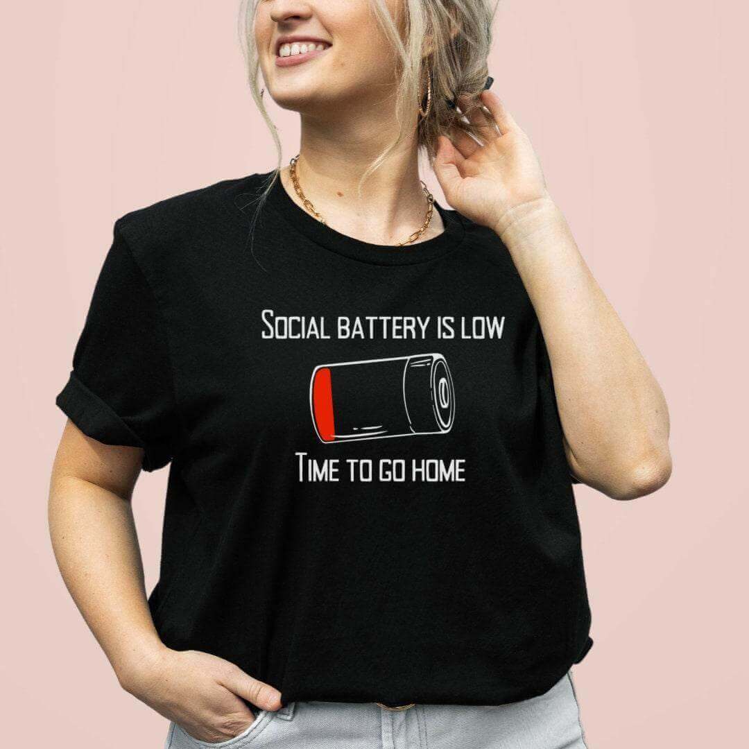 Introvert Gift, Introvert Shirt, Anti Social Gift, Funny Graphic Tees For Women, Anti Social, Introvert Graphic Tee, Battery Shirt - Winks Design Studio,LLC