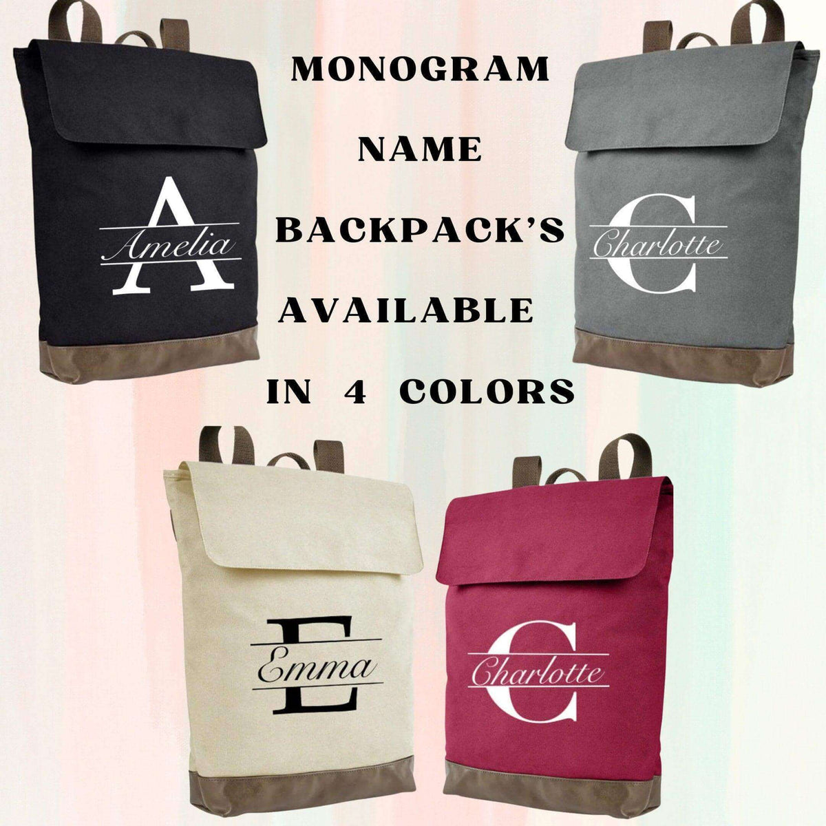 Monogram Backpack, Personalized Backpack, Monogram School Backpack, Customizable Laptop Bag, College Laptop Backpack, Custom Workbag, - Winks Design Studio,LLC
