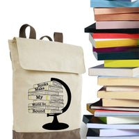 Laptop Bag, Library Bag, Librarian Tote, Teacher Backpack, Canvas Backpack Women, Book Lover Gift, Literary Backpack, Bibliophile - Winks Design Studio,LLC