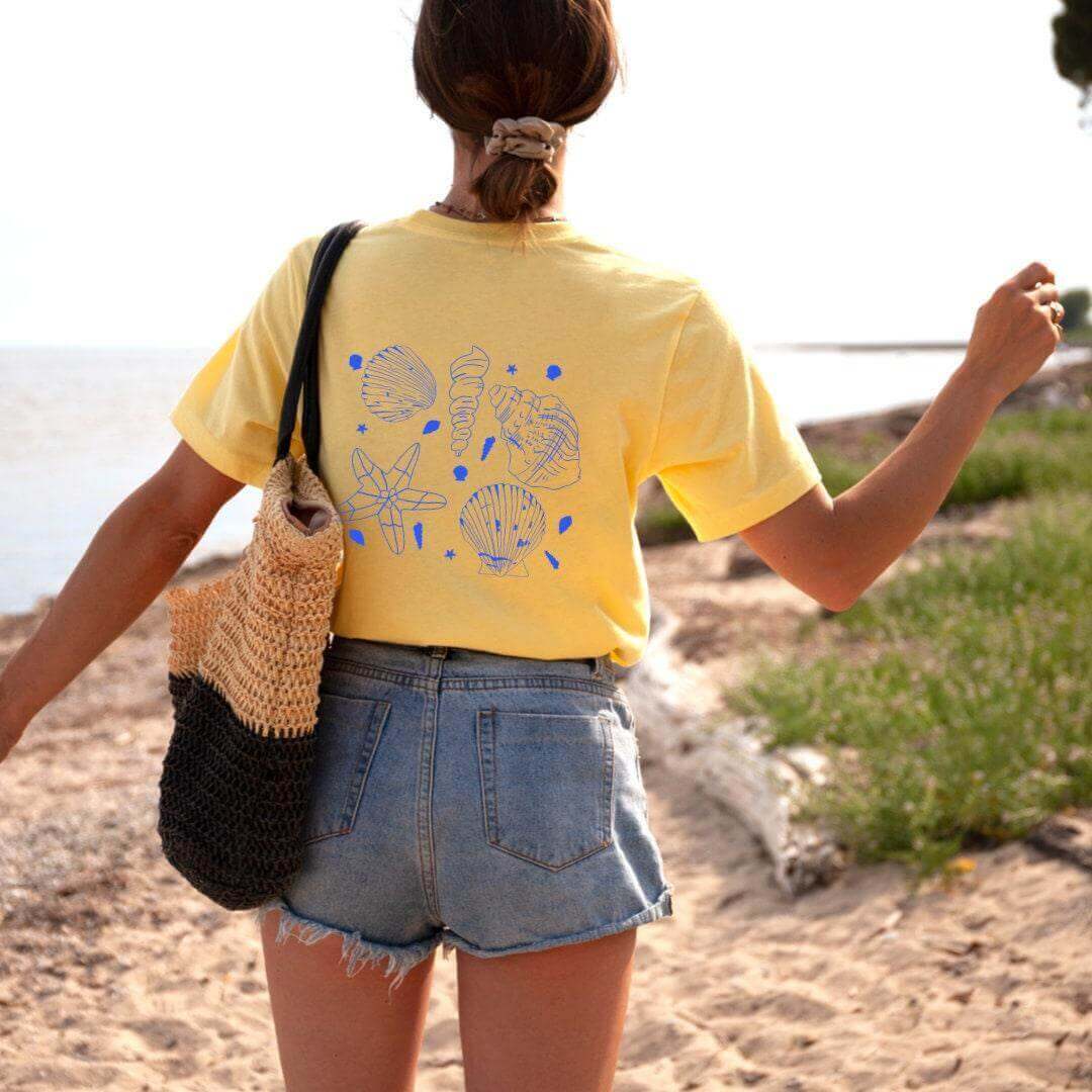 Beach Tee, Summer Tshirt, Ocean Shirt, Seashell Shirt, Summer Graphic Tees, Summer Vacation Shirt, Beach Shirt, Starfish Shirt, Ocean Tee - Winks Design Studio,LLC