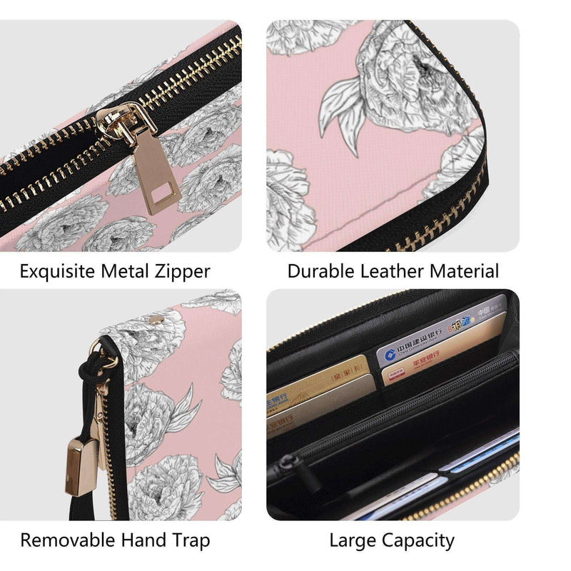 Pink Peony Flower Zipper Wallet - Winks Design Studio,LLC