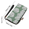 Green Monstera Leaves Clutch Wallet With Wristlet - Winks Design Studio,LLC