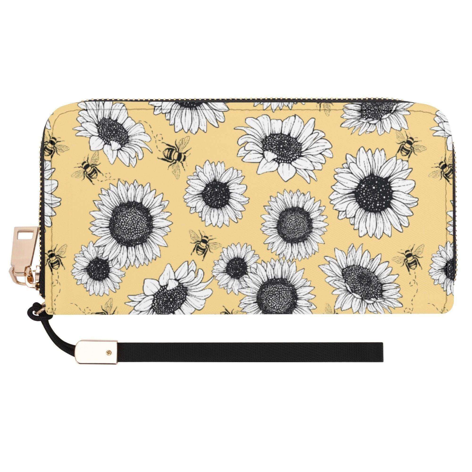 Sunflower Casual Clutch Zippered Wallet - Winks Design Studio,LLC