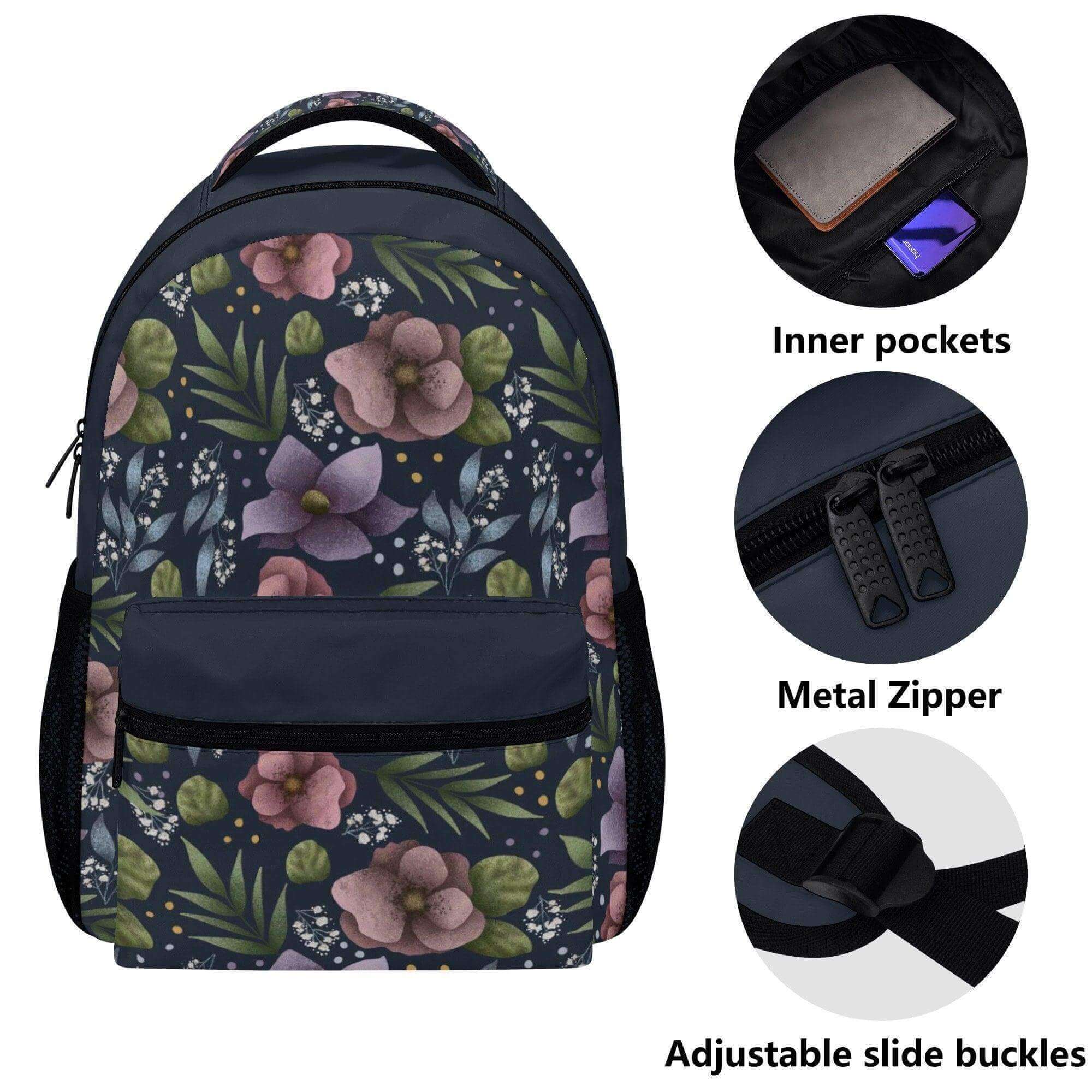 Purple Hydrangea Flower Casual Style Laptop Backpack - Winks Design Studio,LLC