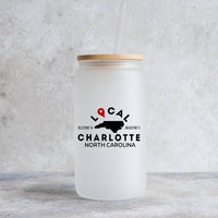 Customizable City and State 16 oz. Frosted Beer Can Glass With Bamboo Lid And Straw - Winks Design Studio,LLC