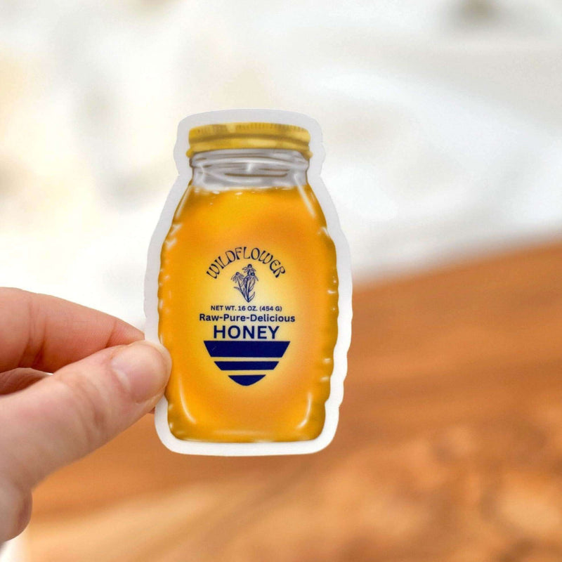 Clear Vinyl Sticker for Wildflower Honey Jar - Waterproof and Transparent Die-Cut Decal - Beekeeper Gift, Tea Party Favor - 3”x2” - Winks Design Studio,LLC