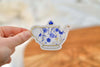 Vintage Floral Teapot Sticker, Clear Vinyl, Hand-Drawn Porcelain with Blue Roses, Tea Party Favors, 3”x2.125” - Winks Design Studio,LLC