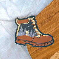 Hiking Boot Sticker - Nature Decal for Outdoor Lovers, Waterproof and Scratch Resistant, 3”x3” - Winks Design Studio,LLC
