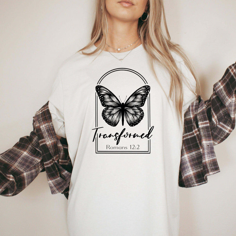 Butterfly T-Shirt - Transformed Romans 12:2 - Winks Design Studio,LLC