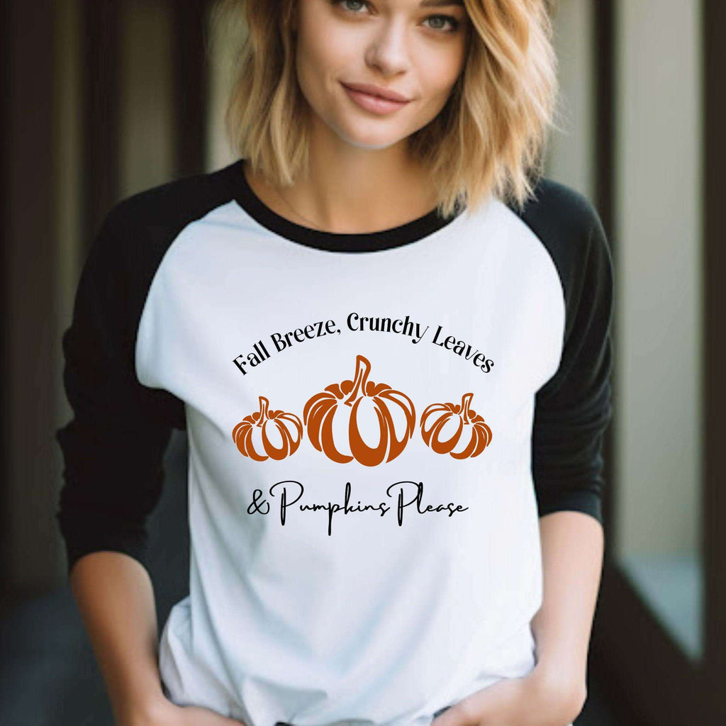 Pumpkins Please Fall Raglan T-Shirt - Winks Design Studio,LLC