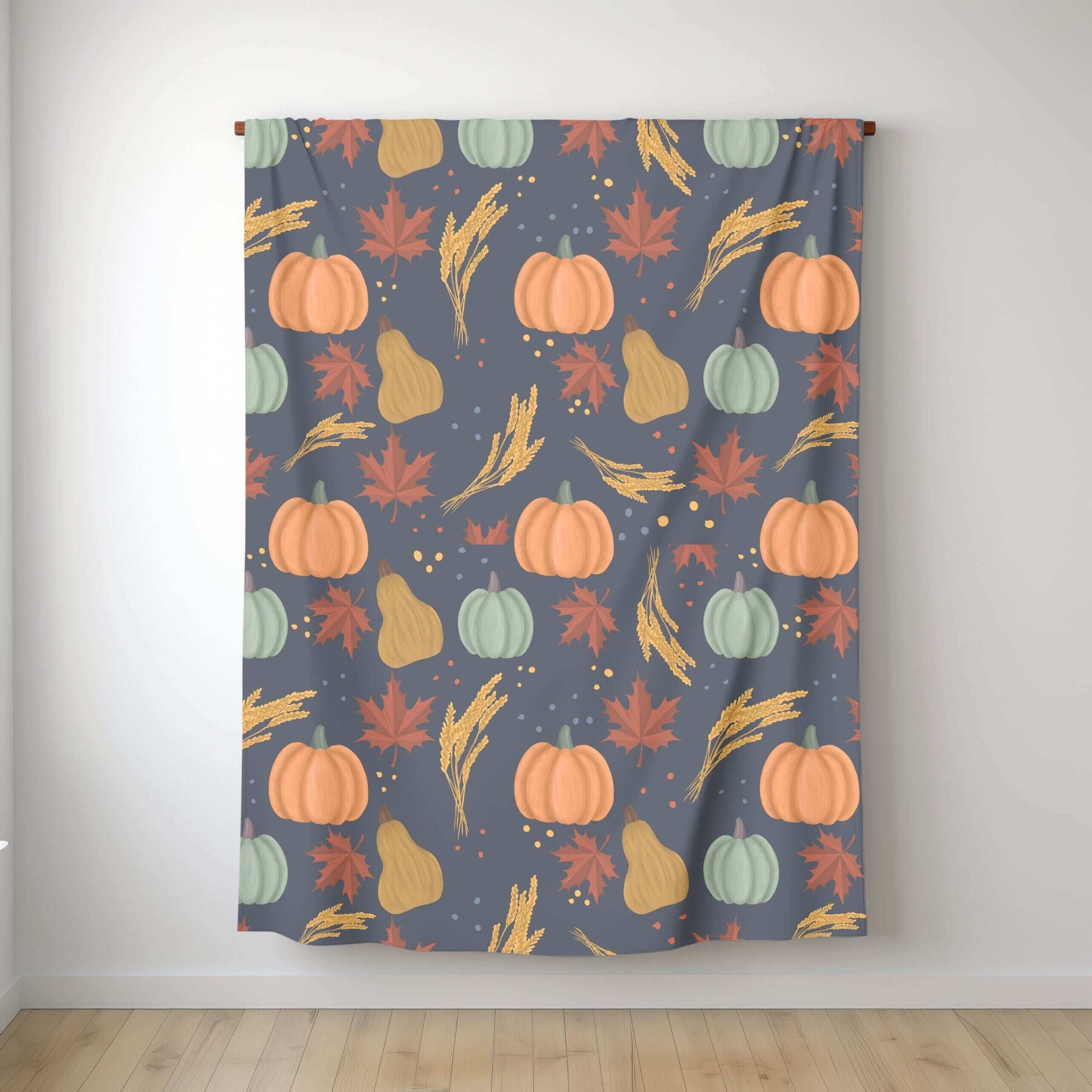 Harvest Pumpkins Fleece Blanket 70”x54”: Fall Home Decor, Throw Blanket, Machine Washable
